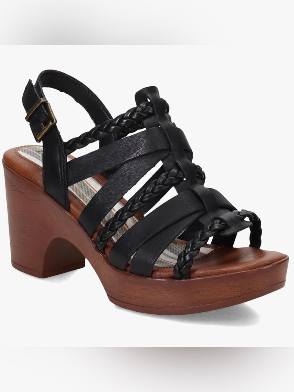 b.o.c. Garcelle Black Braided Faux Leather Platform Strappy Sandal - Women 9.5